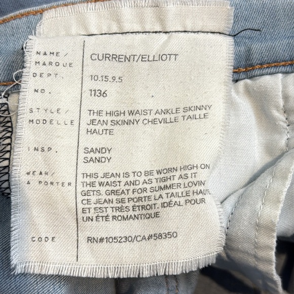 Current/Elliott The High Waist Ankle Skinny Jeans Size 29 - Picture 10 of 10